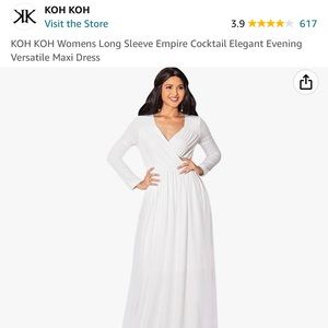 KOH KOH Womens Long Sleeve Empire Cocktail Elegant Evening Versatile Maxi Dress